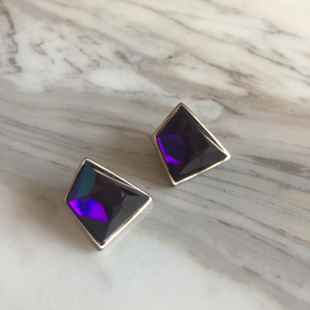 Royal purple and gold geometrical earrings